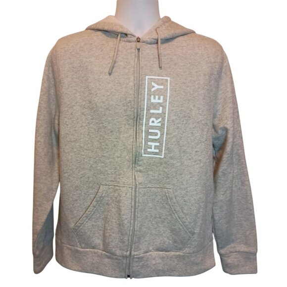Men's Hurley Reflective Logo Full-Zip Fleece Hoodie Gray Size L - Picture 1 of 9
